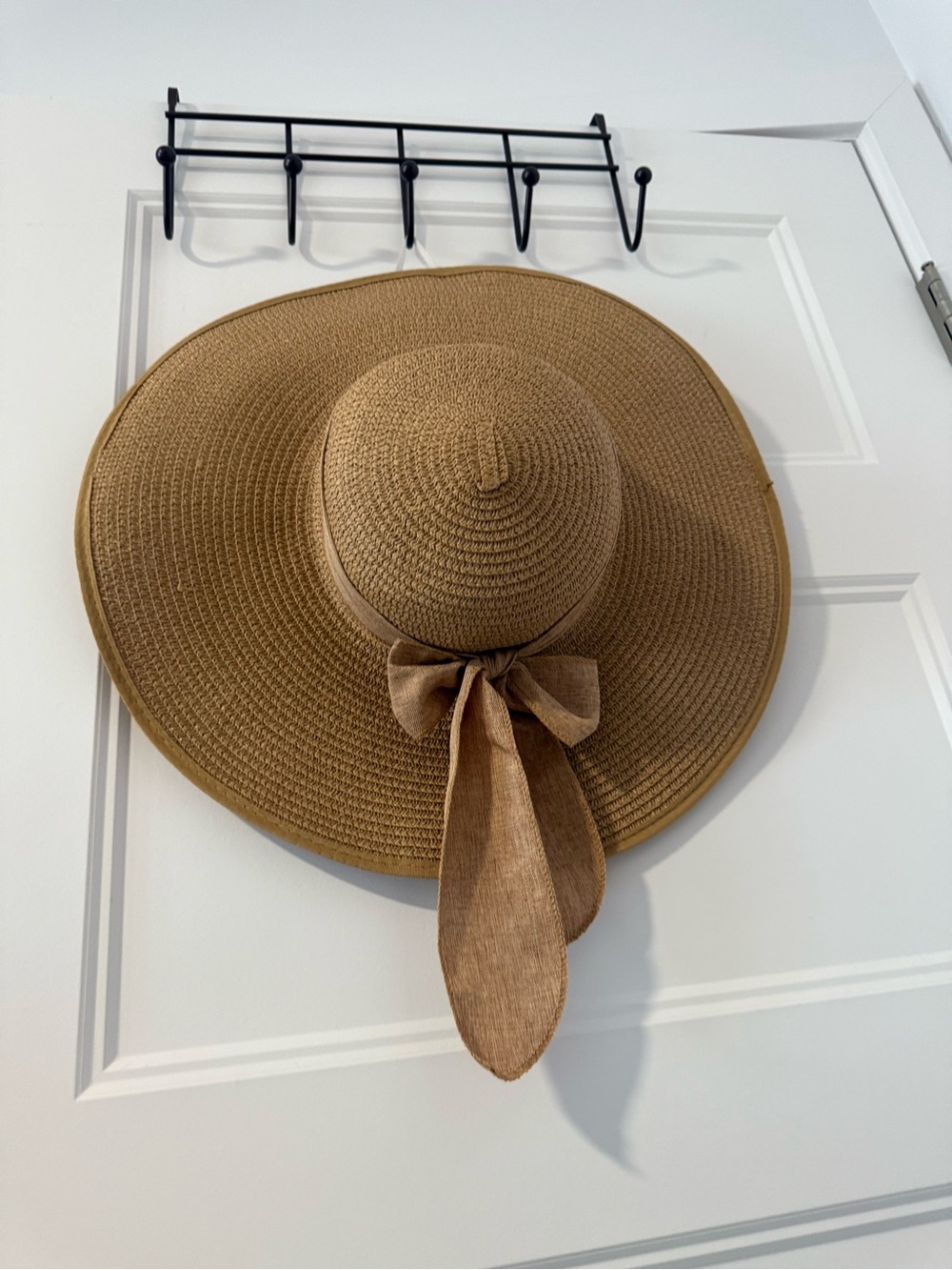 Wide Brim Sun Hat with Bow - Brown